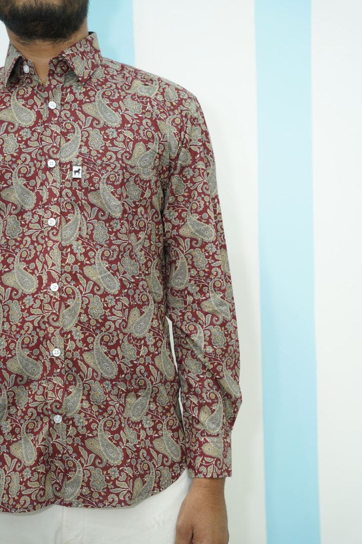 Maroon Paisley Printed Shirt