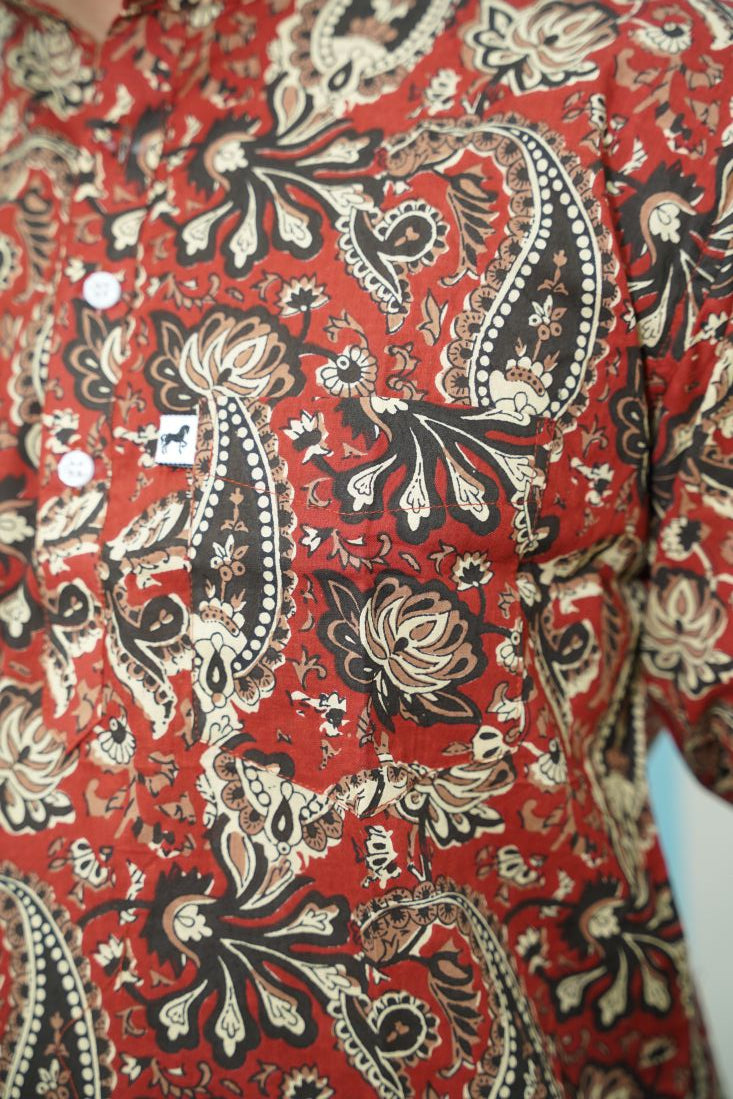 Maroon Paisley Printed Short Kurta