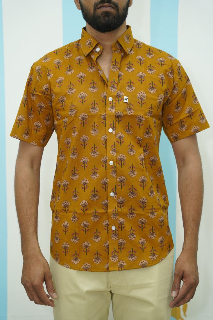 Mustard Floral Printed Shirt
