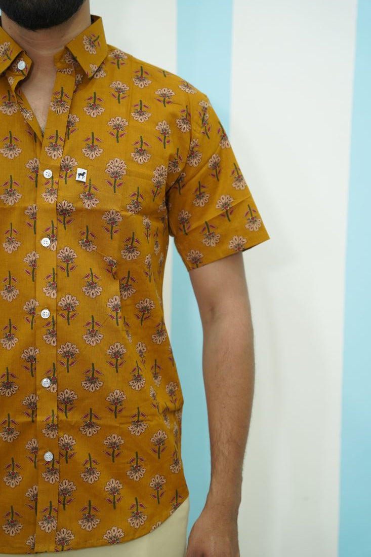 Mustard Floral Printed Shirt