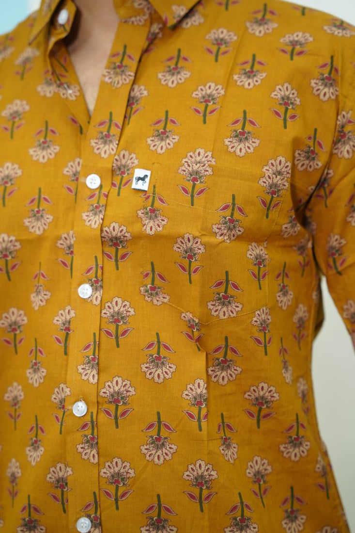 Mustard Floral Printed Shirt
