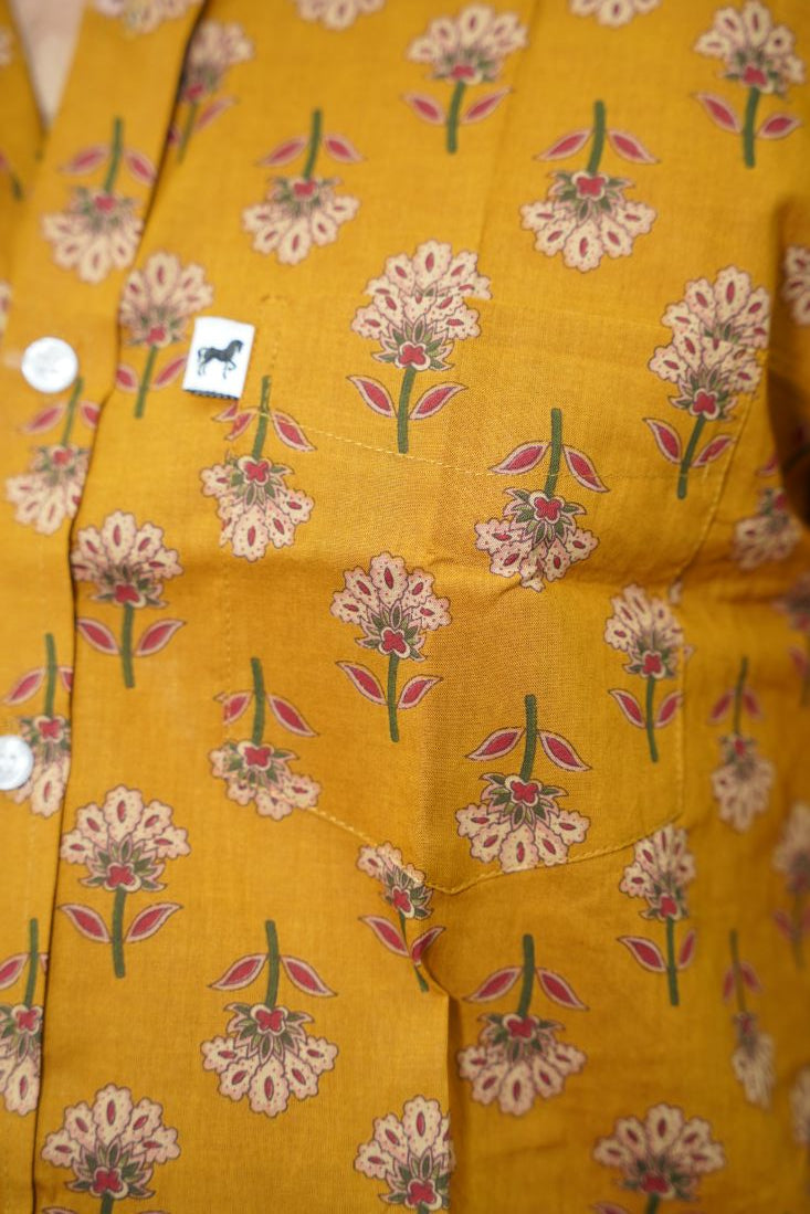 Mustard Floral Printed Shirt