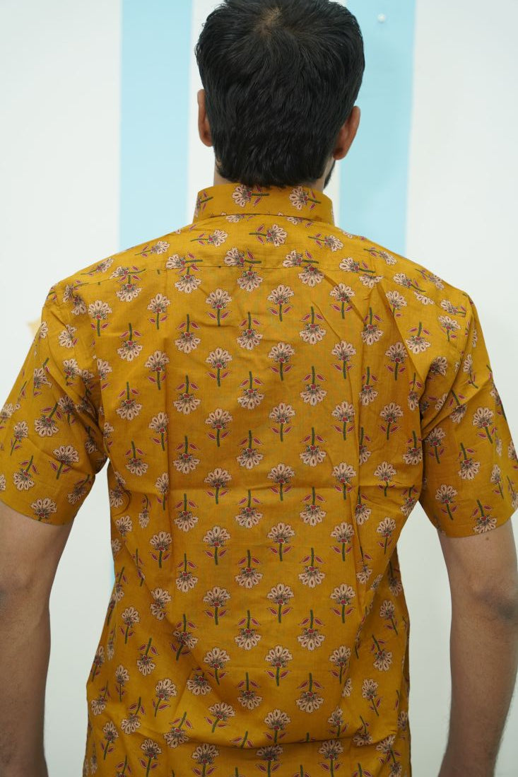 Mustard Floral Printed Shirt