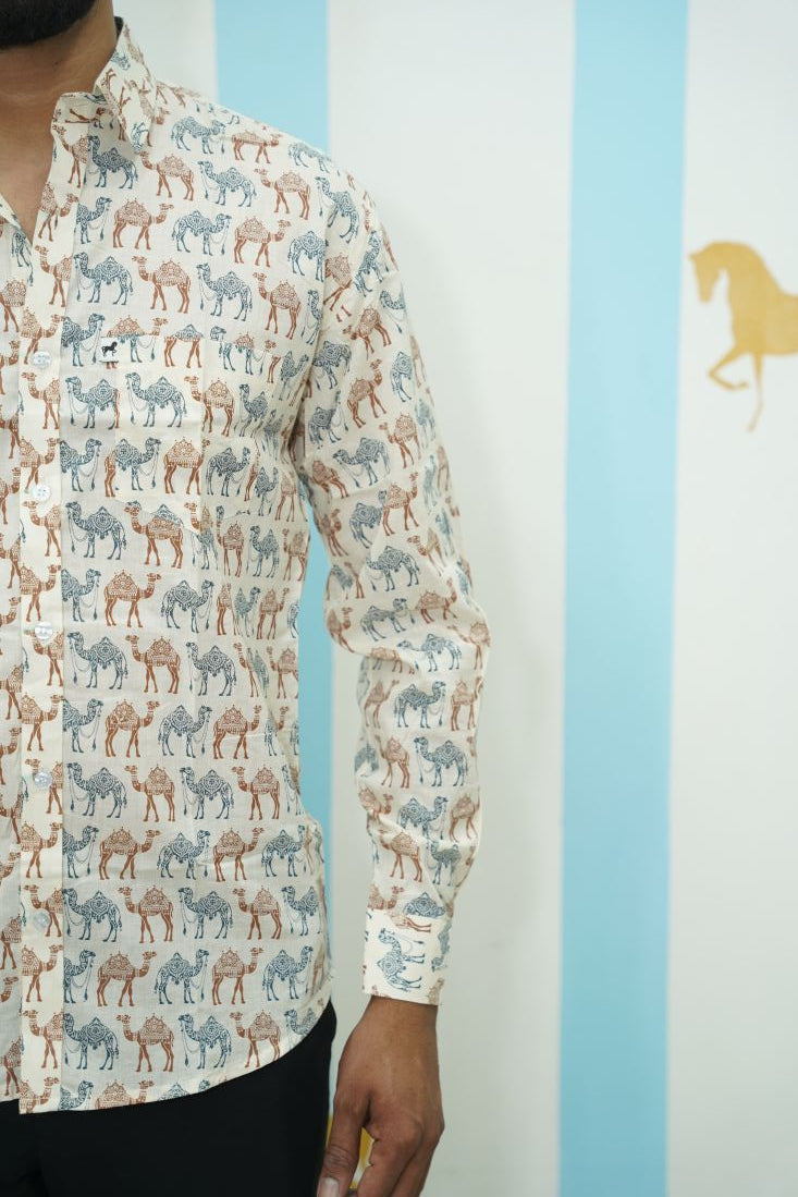 Off White Camel Printed Shirt