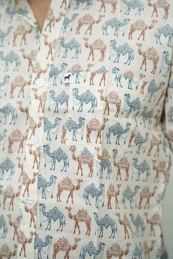 Off White Camel Printed Shirt