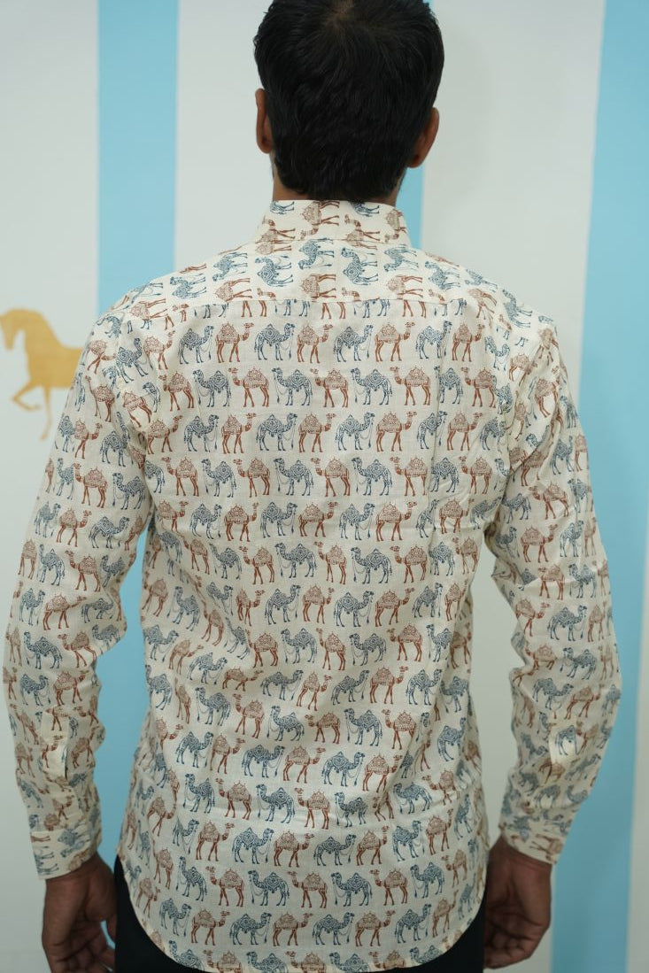 Off White Camel Printed Shirt