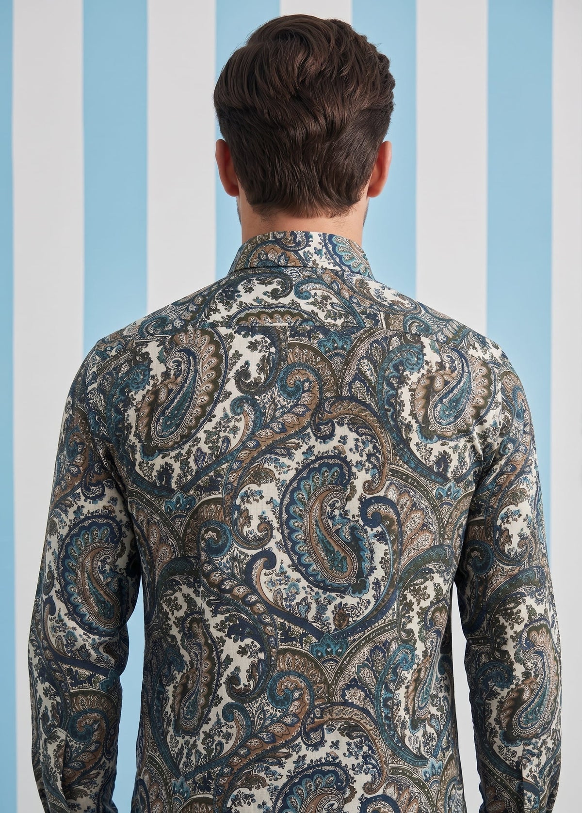 Off White Green Paisley Printed Shirt