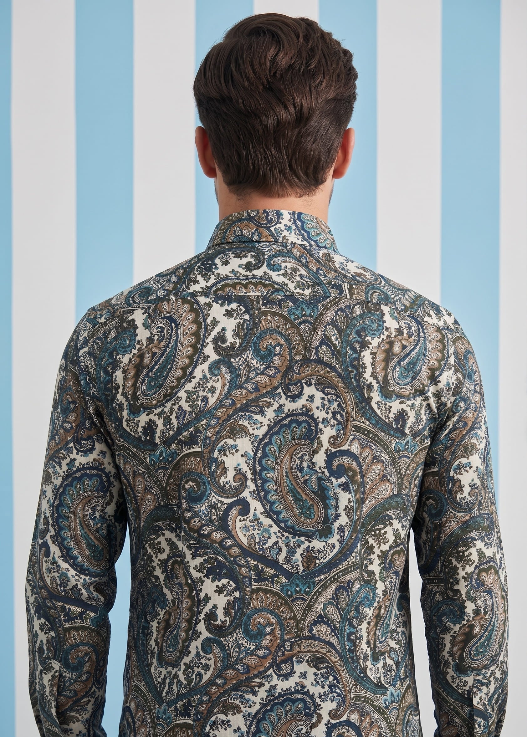 Off White Green Paisley Printed Shirt