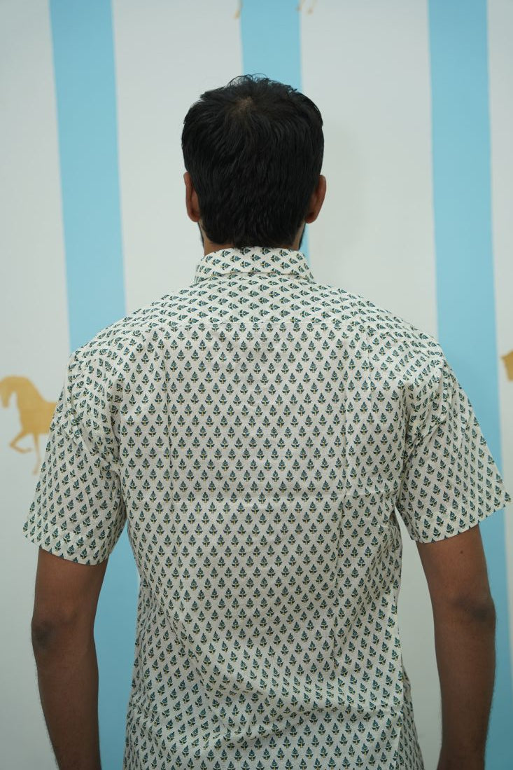 Off White Green Printed Shirt