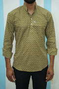 Olive Micro Buti Printed Short Kurta