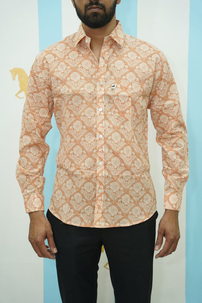 Peach Floral Printed Shirt