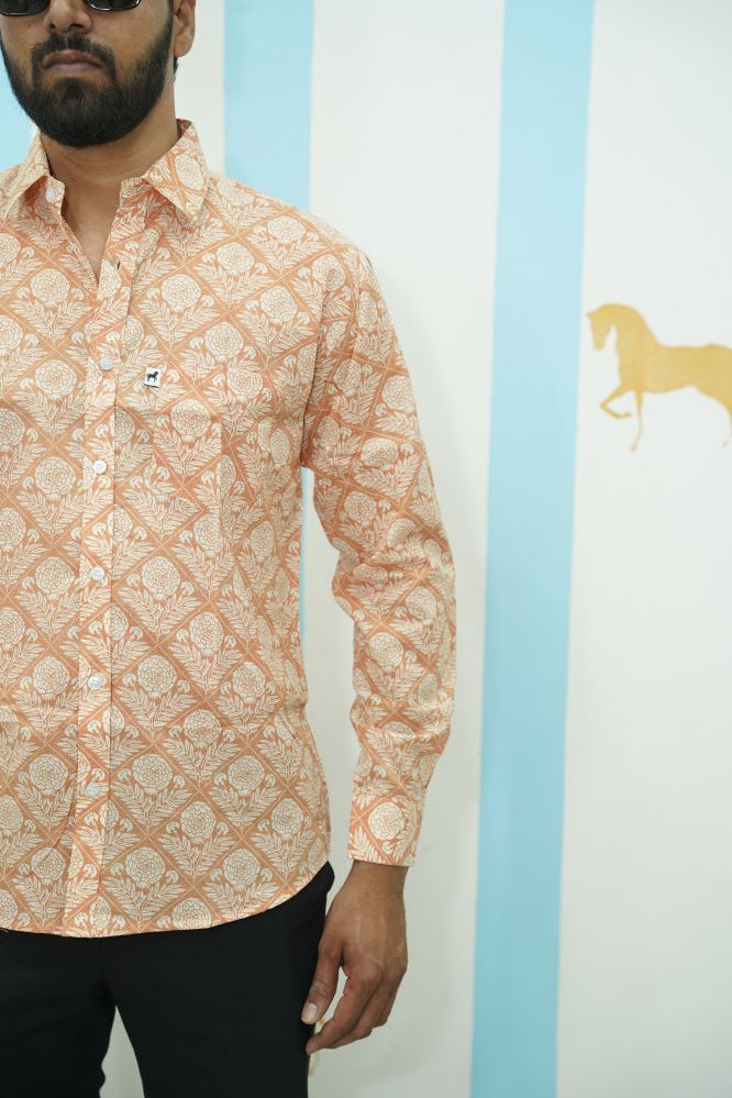Peach Floral Printed Shirt