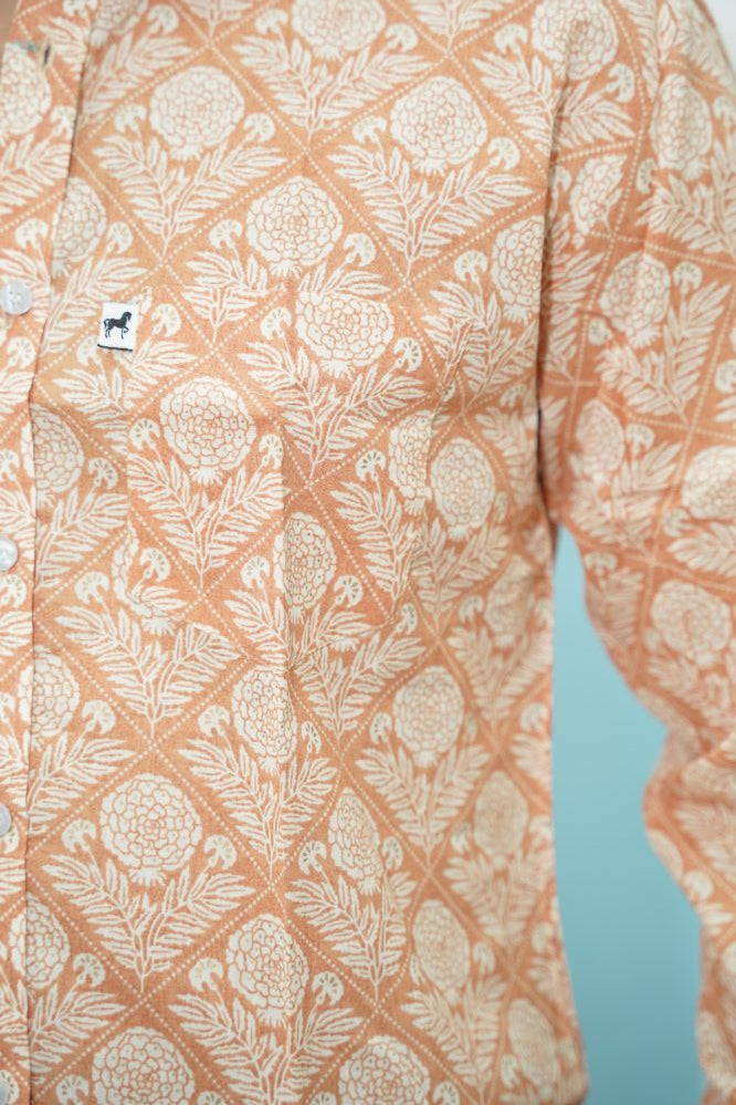 Peach Floral Printed Shirt