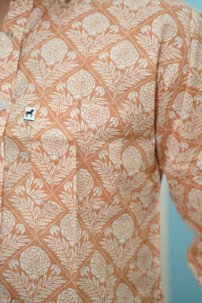 Peach Floral Printed Shirt