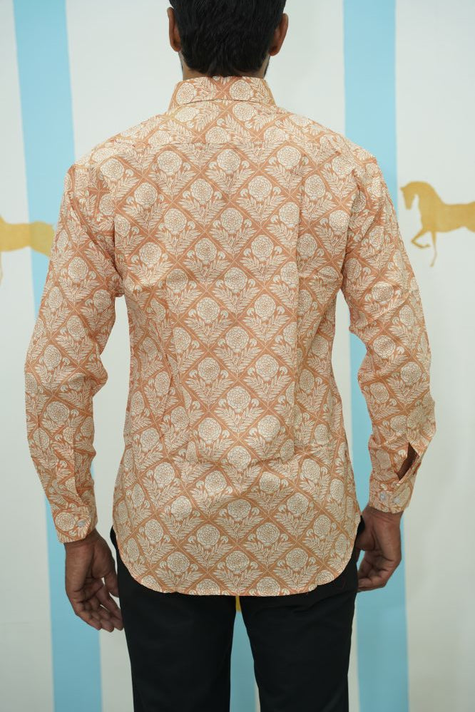 Peach Floral Printed Shirt