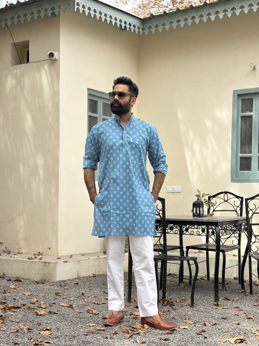 Printed Blue Long Kurta