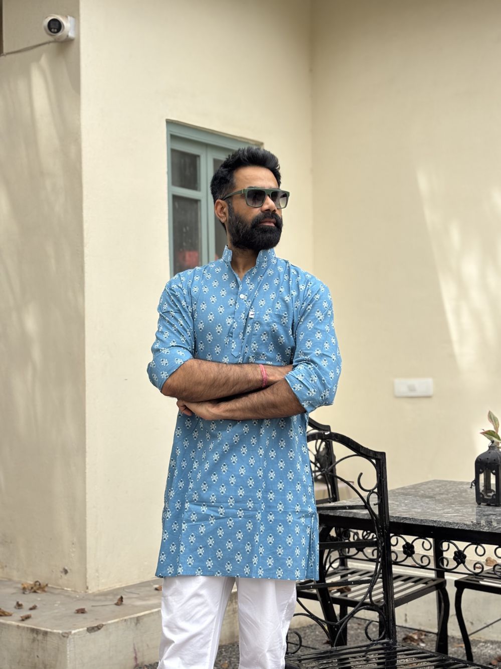 Printed Blue Long Kurta