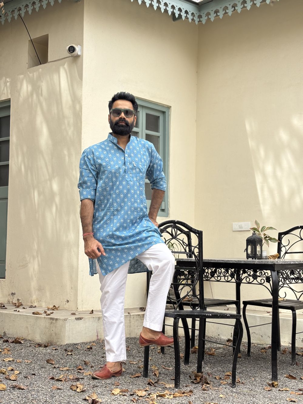 Printed Blue Long Kurta