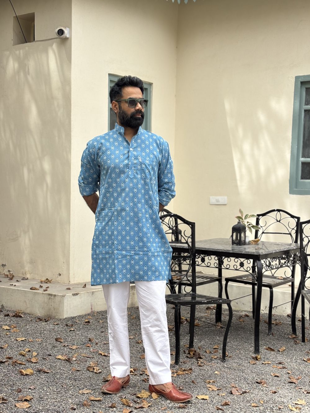 Printed Blue Long Kurta