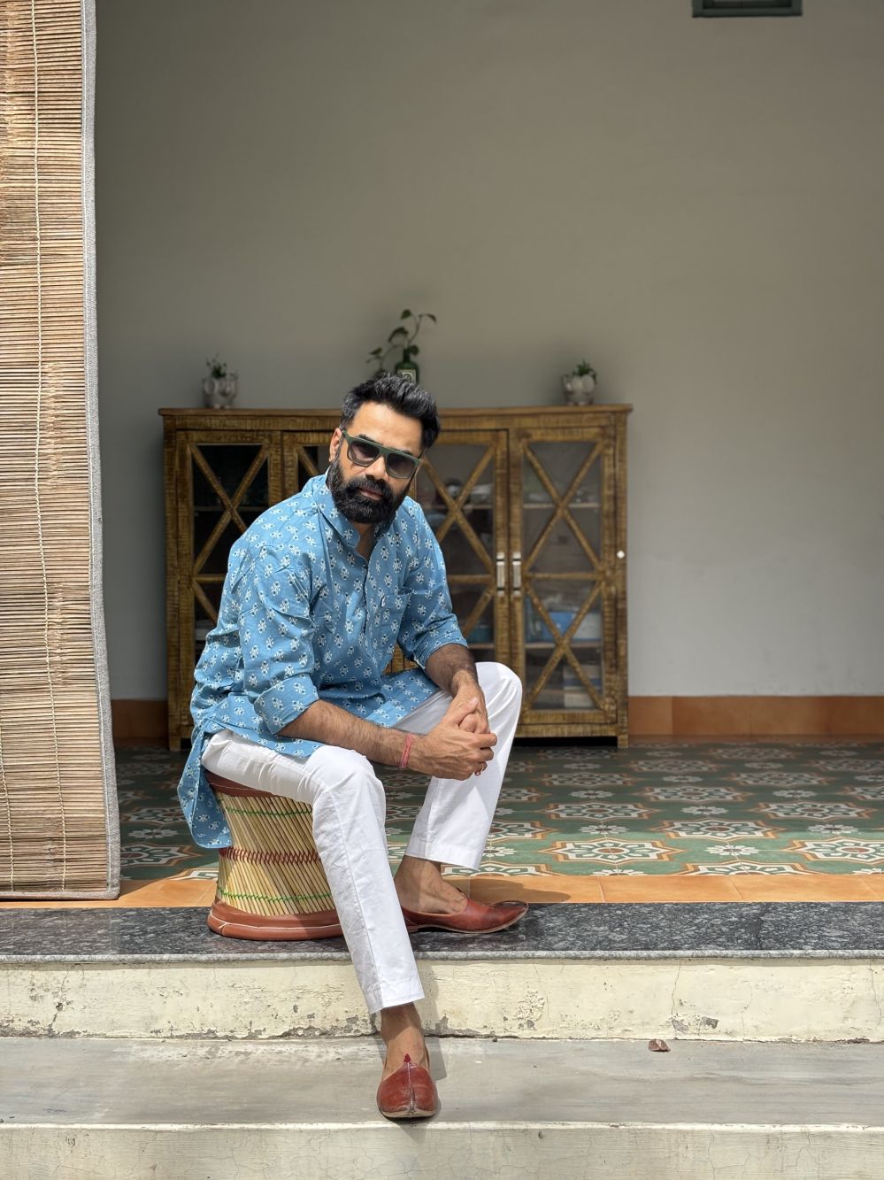Printed Blue Long Kurta