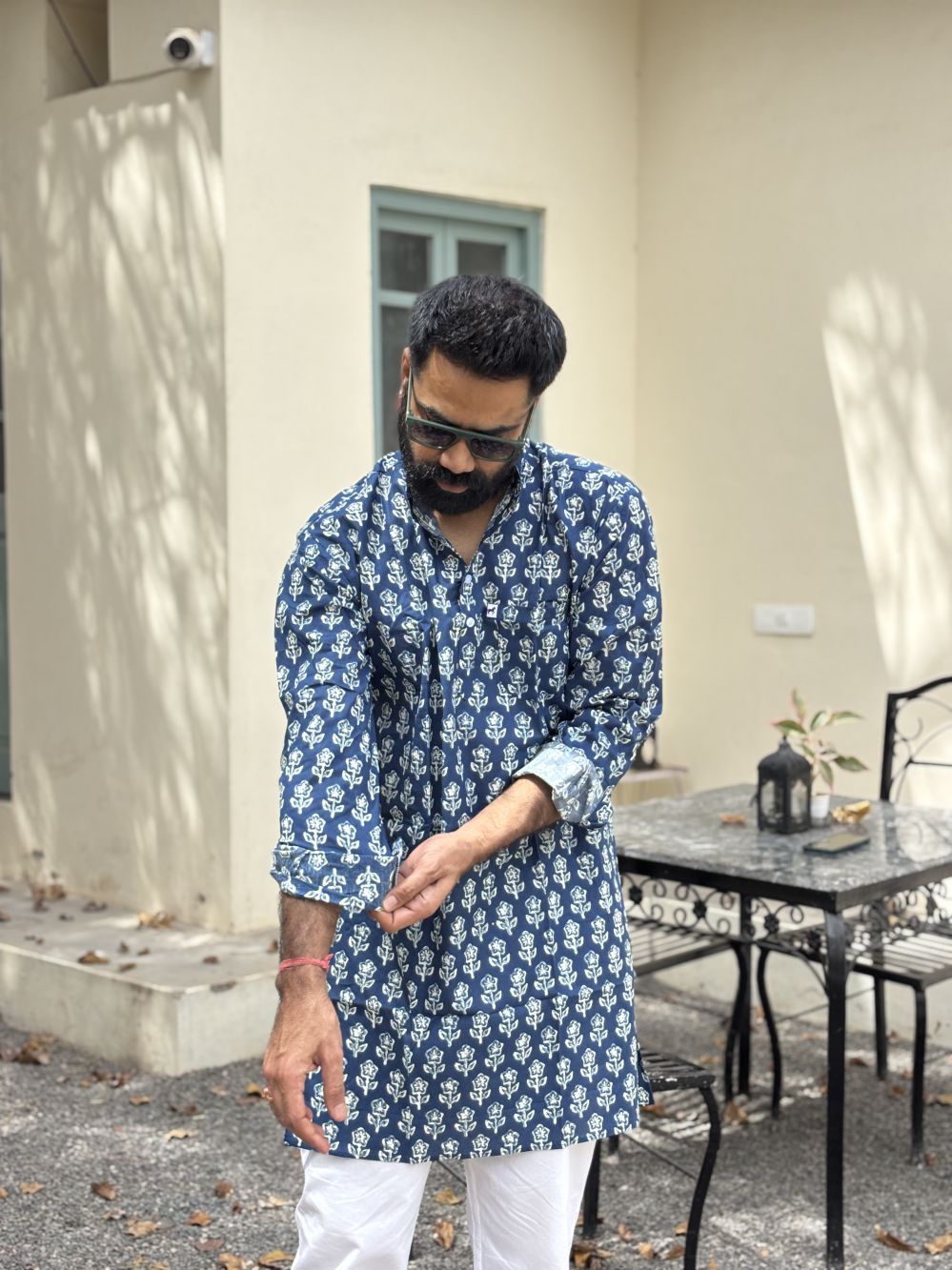 Printed Dark Blue Long Kurta
