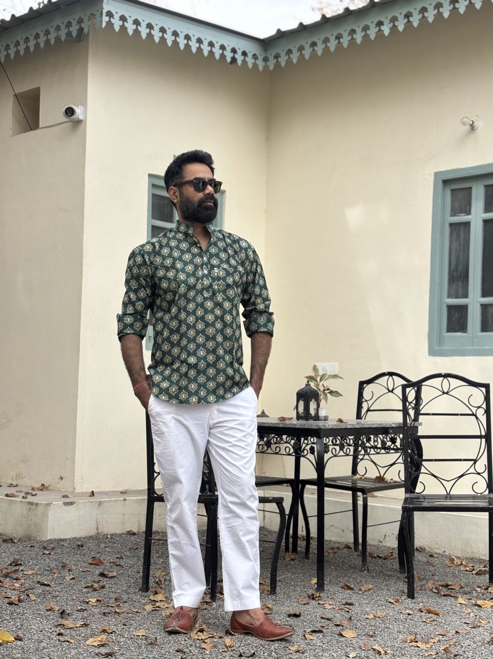 Printed Dark Green Short Kurta