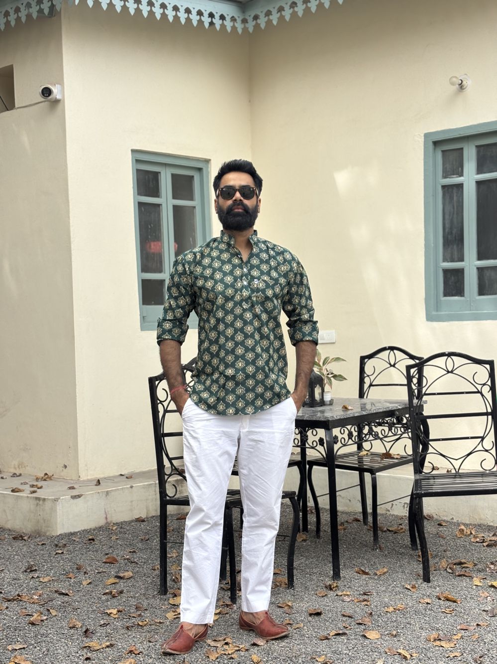Printed Dark Green Short Kurta
