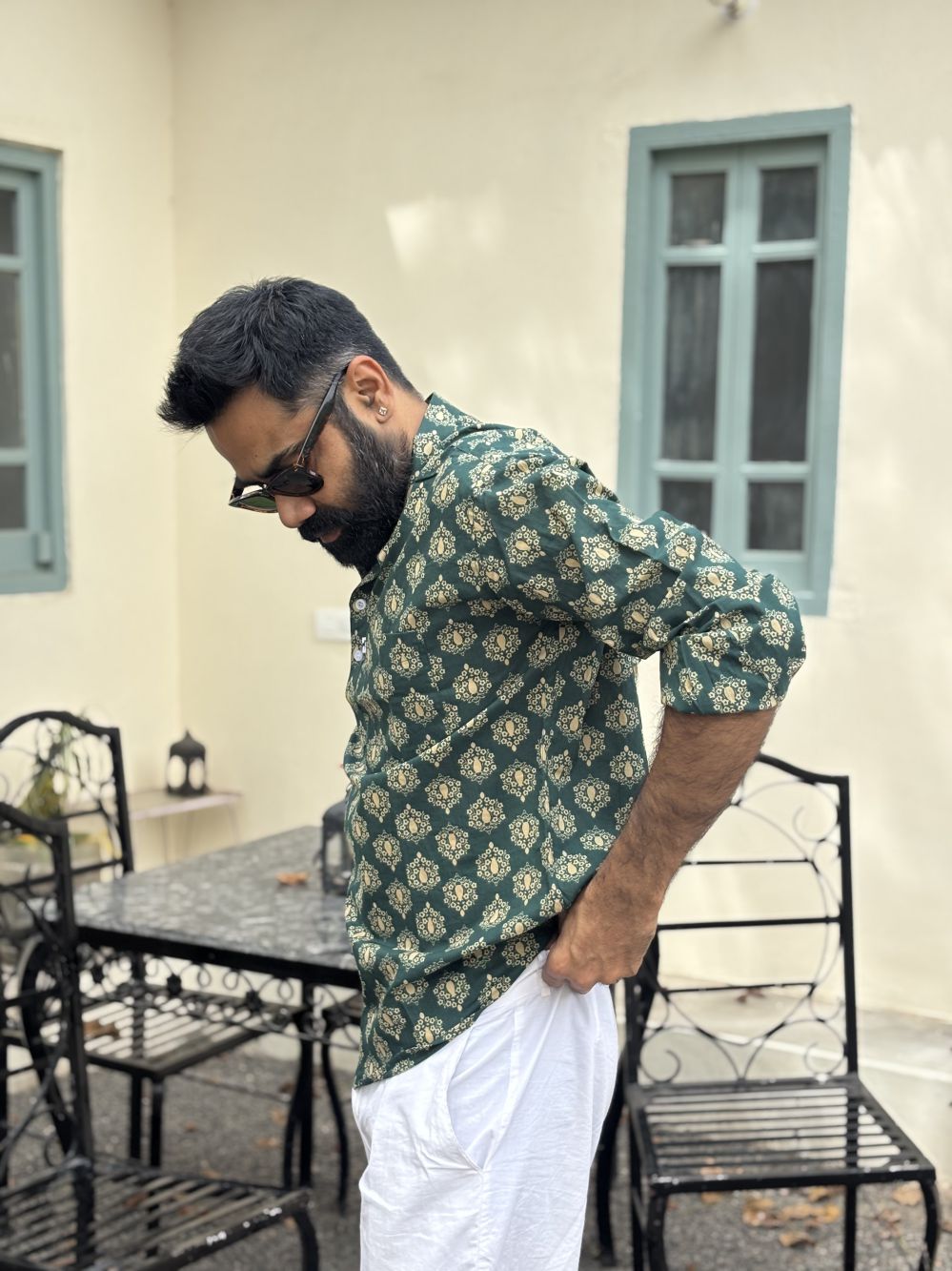 Printed Dark Green Short Kurta