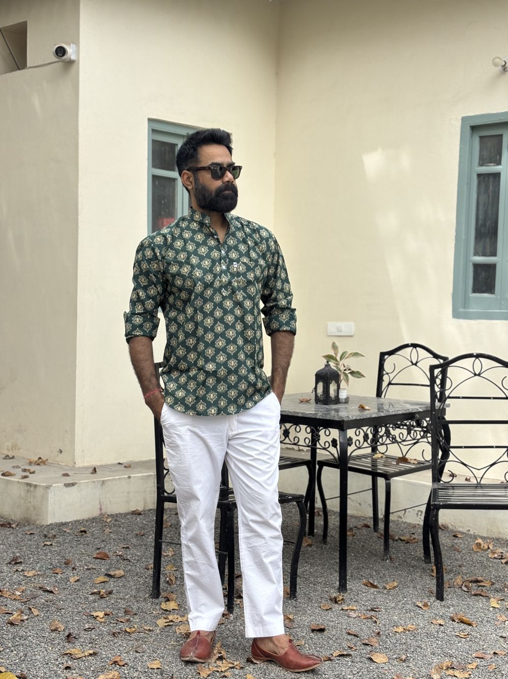 Printed Dark Green Short Kurta