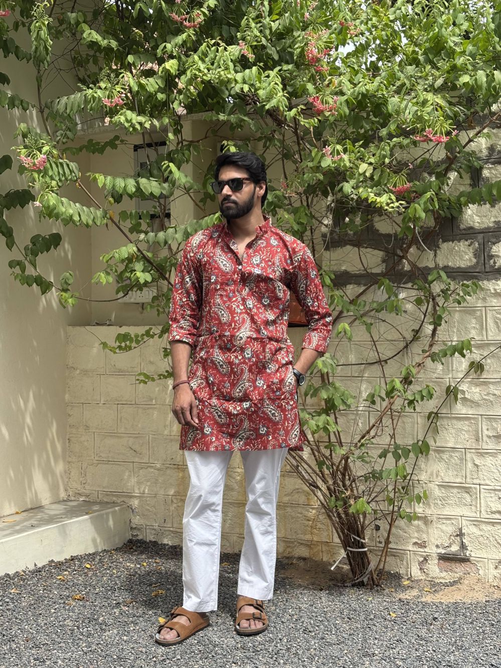 Printed Red Long Kurta