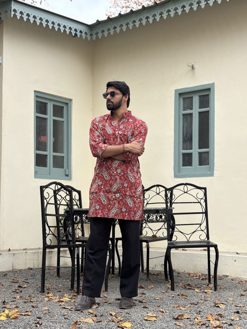 Printed Red Long Kurta