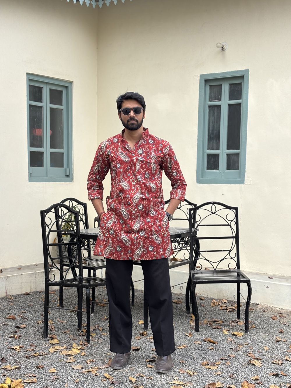 Printed Red Long Kurta
