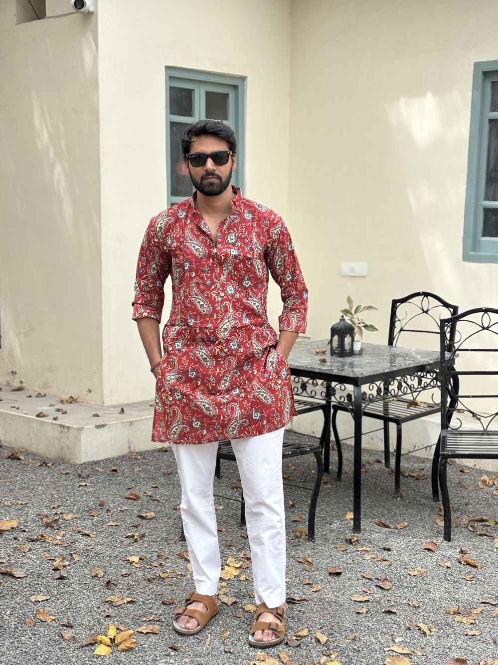 Printed Red Long Kurta