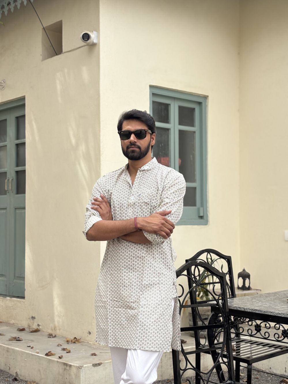 Printed White Long Kurta