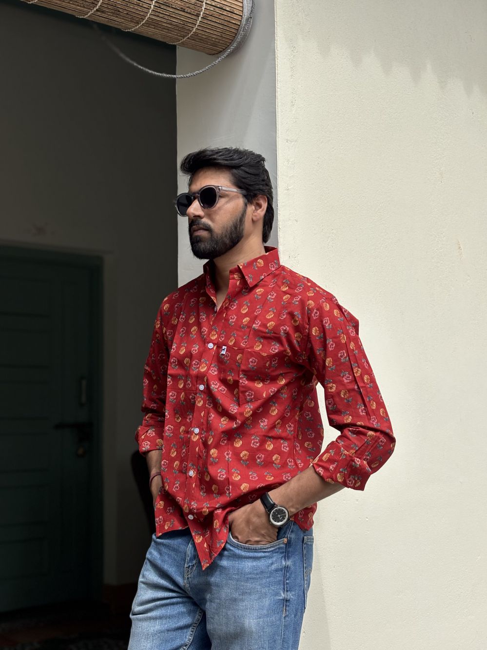 Red Printed Shirt