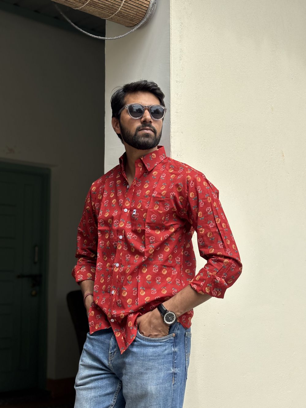 Red Printed Shirt