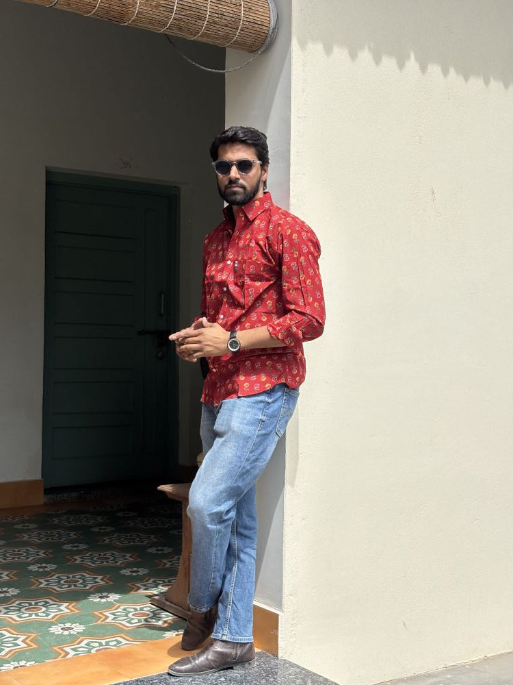 Red Printed Shirt
