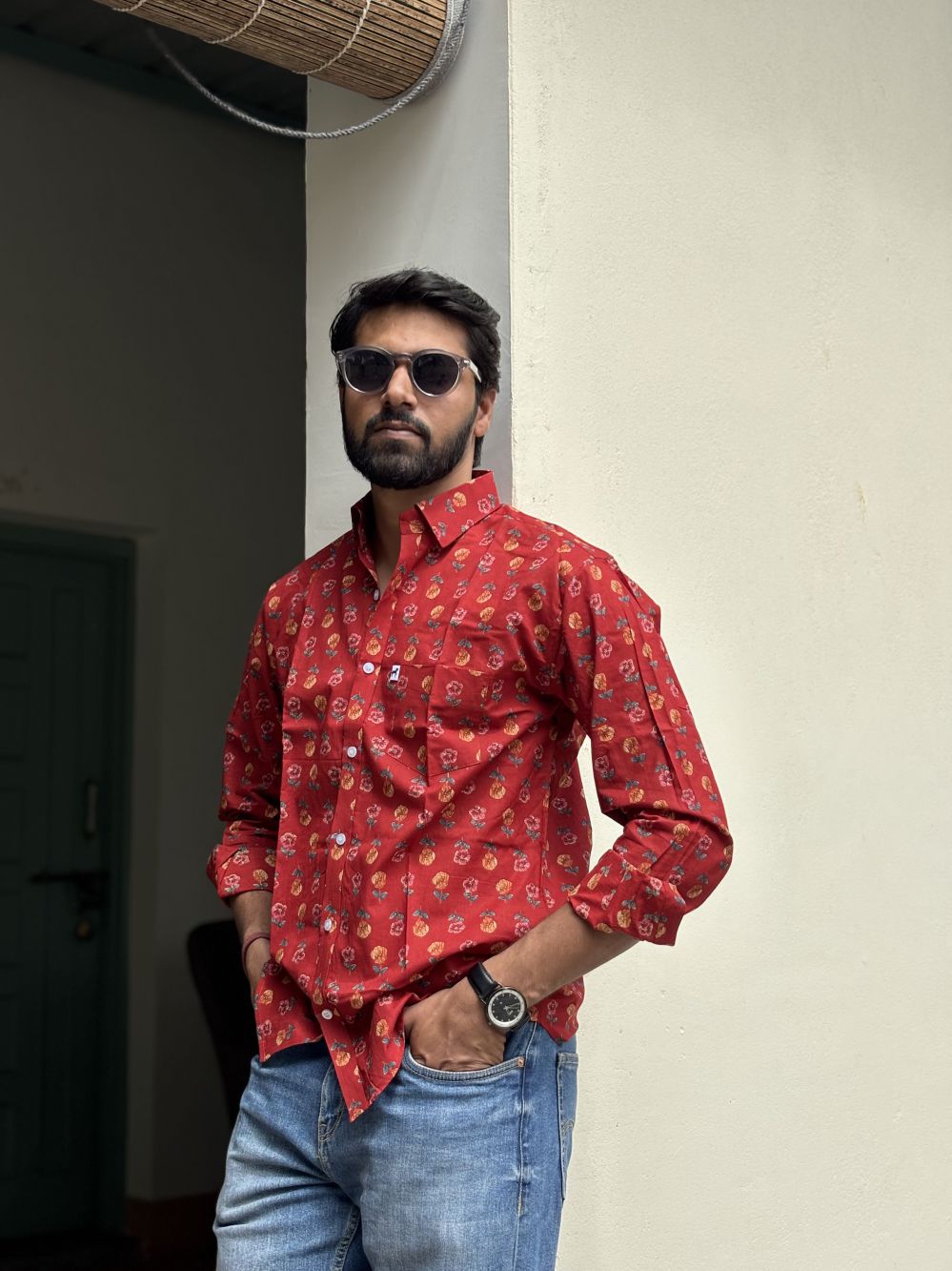 Red Printed Shirt