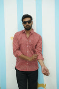 Red White Buti Printed Shirt