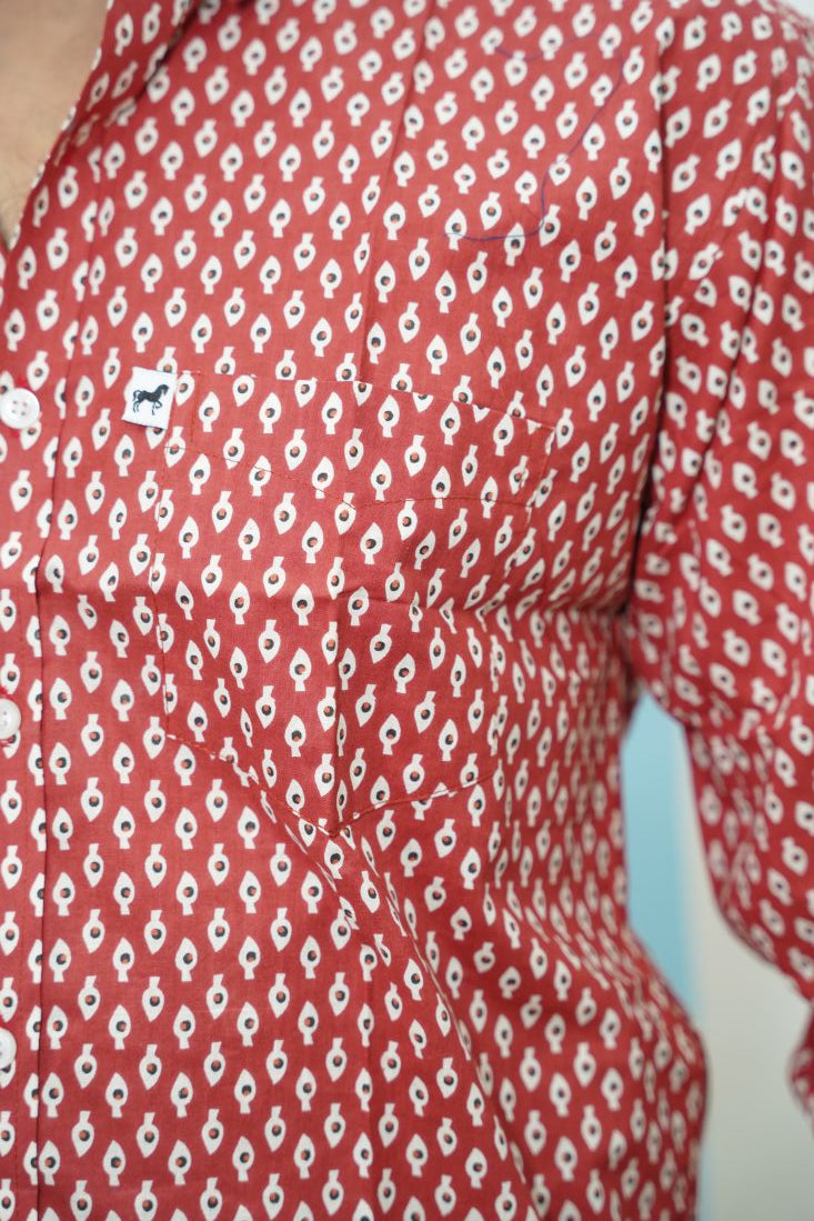 Red White Buti Printed Shirt