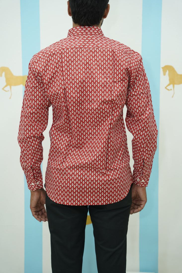 Red White Buti Printed Shirt