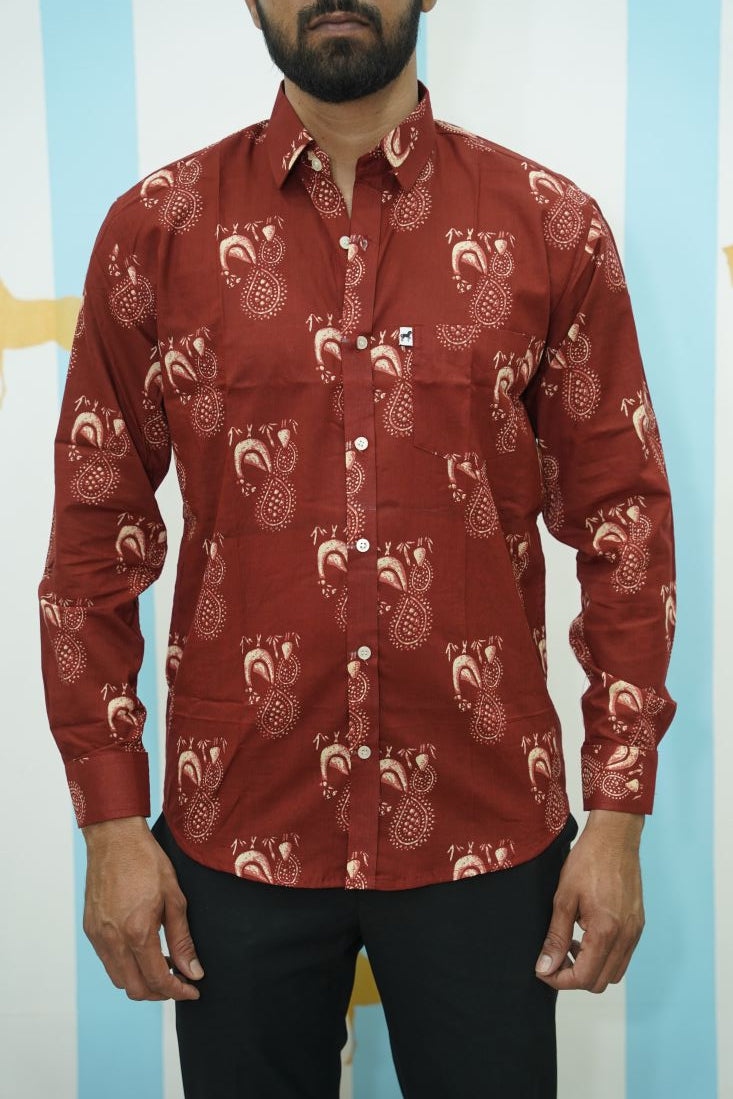 Rust Paisley Printed Shirt