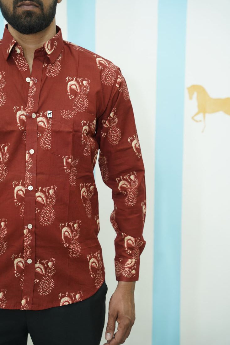 Rust Paisley Printed Shirt