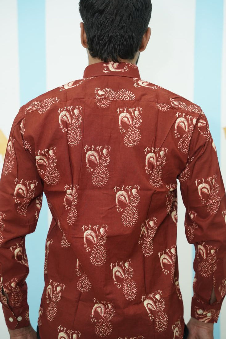 Rust Paisley Printed Shirt