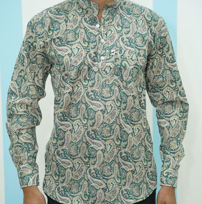 Sage Green Paisley Printed Short Kurta