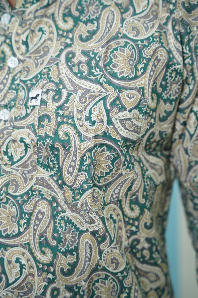 Sage Green Paisley Printed Short Kurta