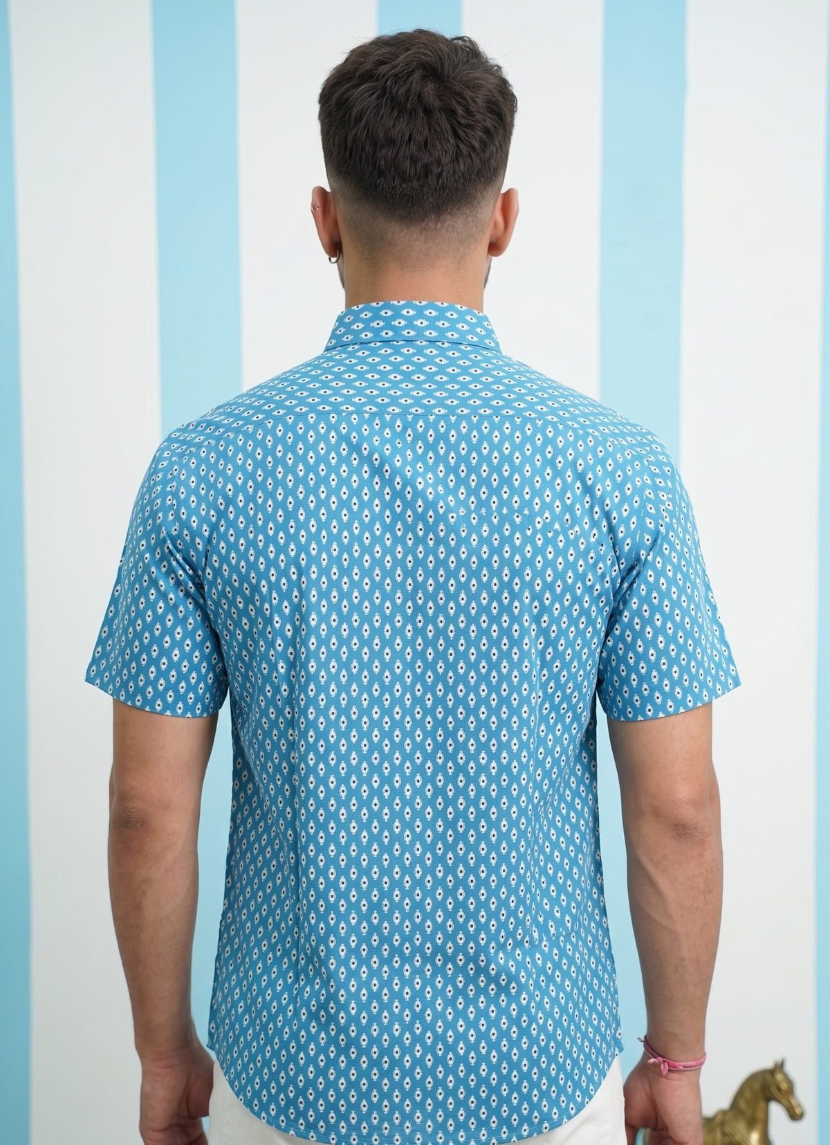 Sky Blue Ikat Buti Printed Shirt