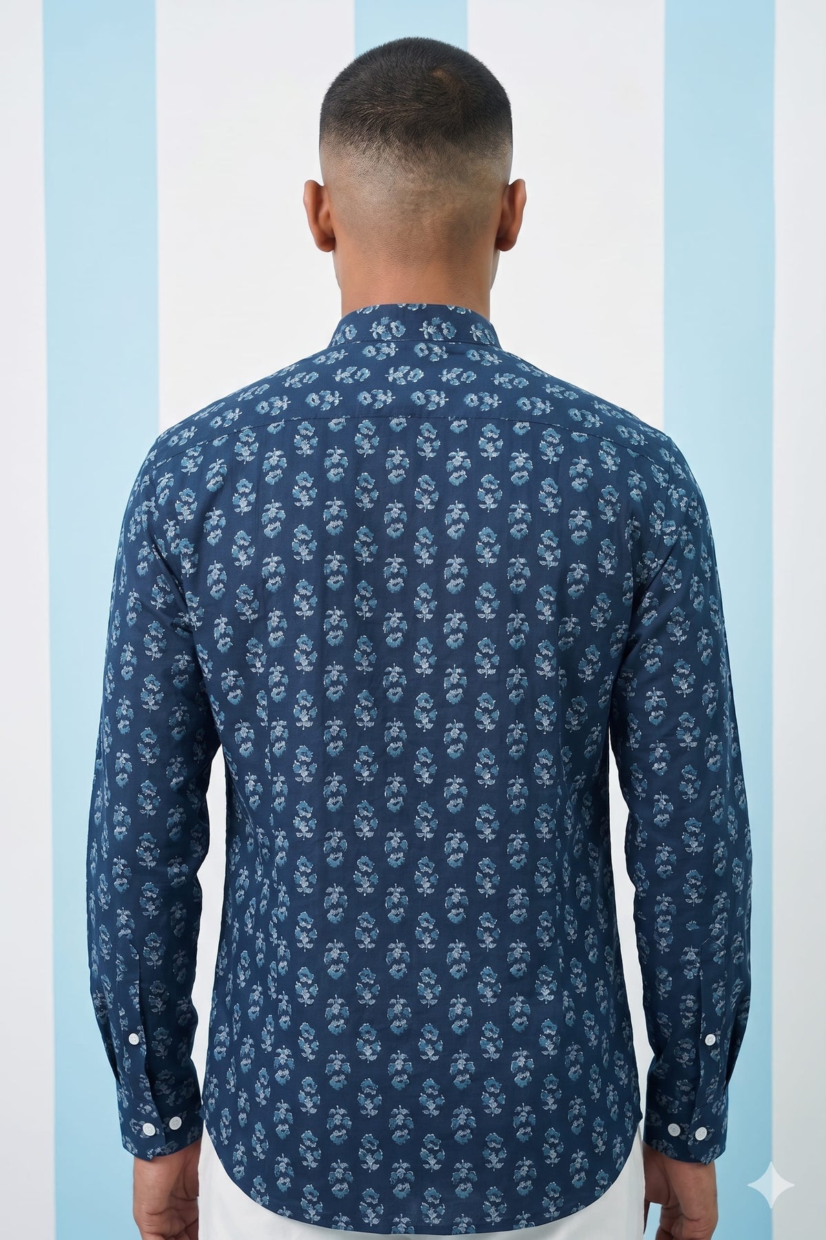Steel Blue Buti Printed Short Kurta