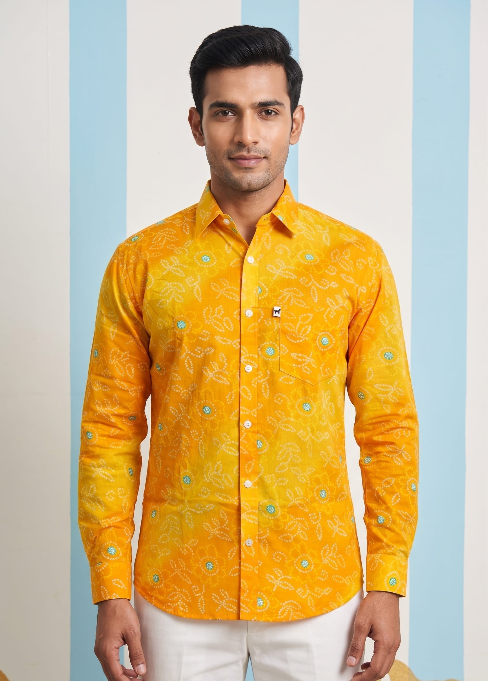 Yellow Leheriya Printed Shirt