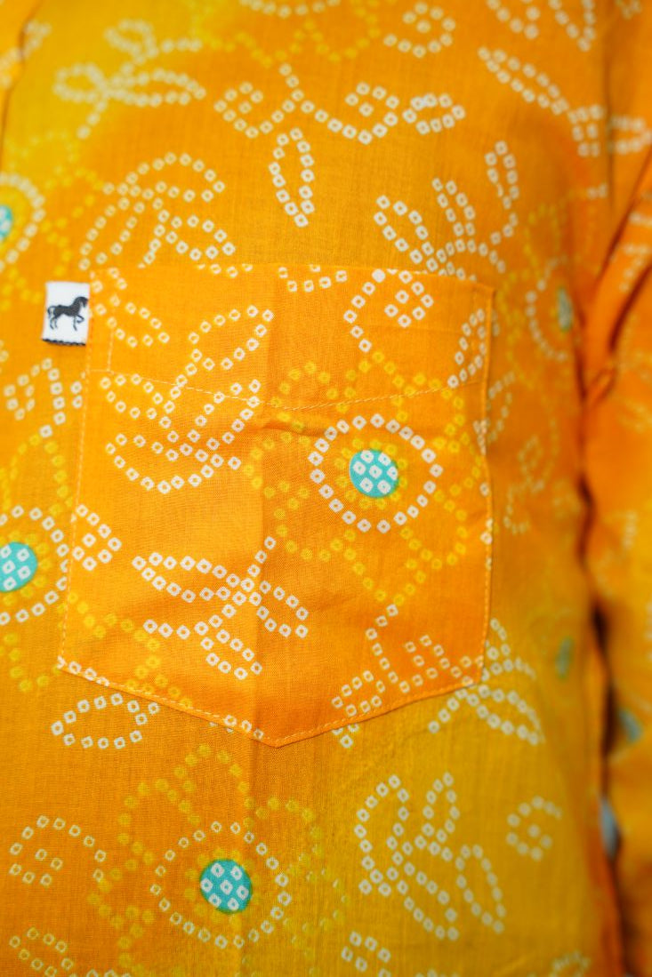 Yellow Leheriya Printed Shirt